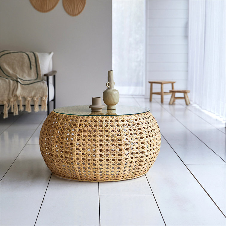 Rattan storage deals side table